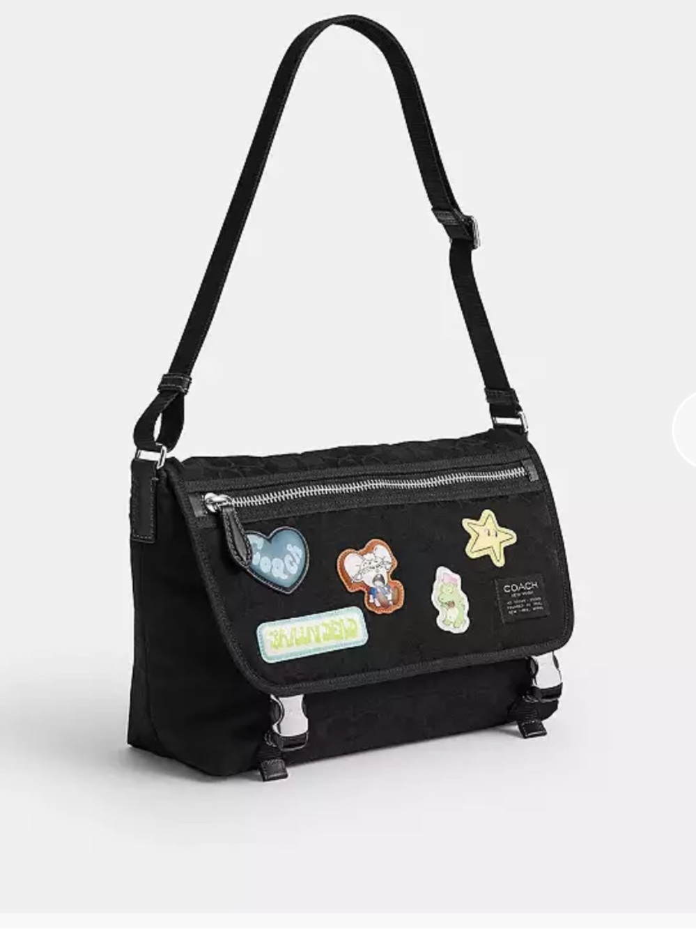 🐹🦖🐹  Coach | Brain Dead Lane Messenger In Signature Nylon With Patches 🐹🦖🐹 NWT - Picture 9 of 16
